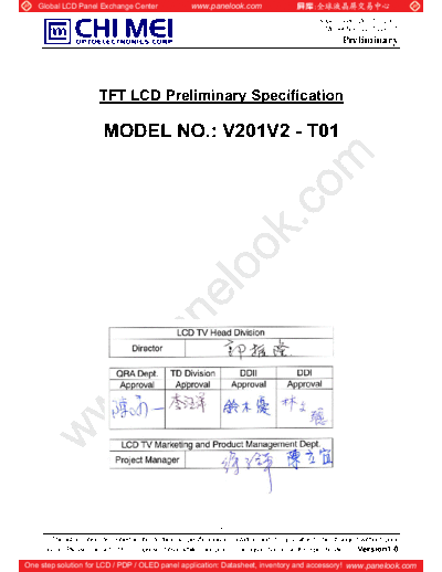 . Various Panel CMO V201V2-T01 0 [DS]  . Various LCD Panels Panel_CMO_V201V2-T01_0_[DS].pdf