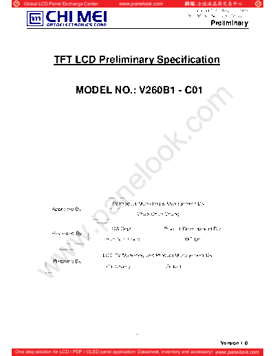 . Various Panel CMO V260B1-C01 1 [DS]  . Various LCD Panels Panel_CMO_V260B1-C01_1_[DS].pdf