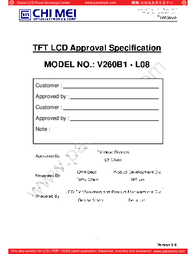 . Various Panel CMO V260B1-L08 1 [DS]  . Various LCD Panels Panel_CMO_V260B1-L08_1_[DS].pdf