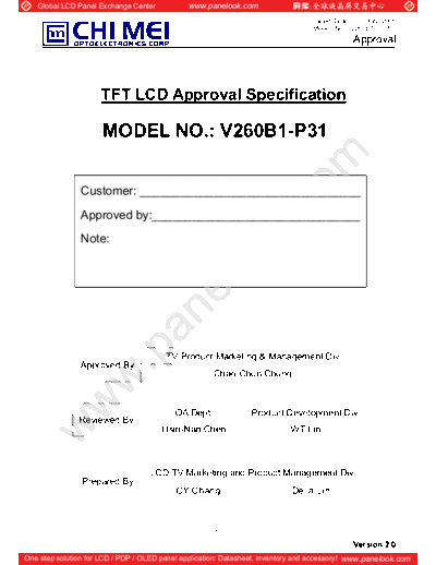 . Various Panel CMO V260B1-P31 0 [DS]  . Various LCD Panels Panel_CMO_V260B1-P31_0_[DS].pdf