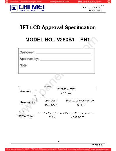. Various Panel CMO V260B1-PN1 0 [DS]  . Various LCD Panels Panel_CMO_V260B1-PN1_0_[DS].pdf