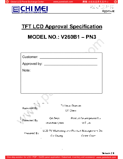 . Various Panel CMO V260B1-PN3 0 [DS]  . Various LCD Panels Panel_CMO_V260B1-PN3_0_[DS].pdf