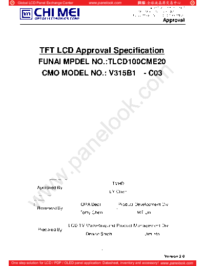 . Various Panel CMO V315B1-C03 0 [DS]  . Various LCD Panels Panel_CMO_V315B1-C03_0_[DS].pdf