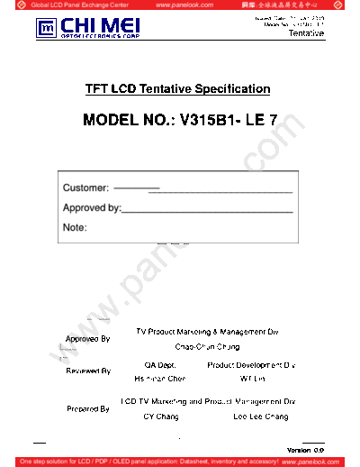 . Various Panel CMO V315B1-LE7 0 [DS]  . Various LCD Panels Panel_CMO_V315B1-LE7_0_[DS].pdf