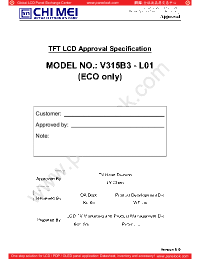 . Various Panel CMO V315B3-L01 1 [DS]  . Various LCD Panels Panel_CMO_V315B3-L01_1_[DS].pdf