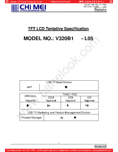 . Various Panel CMO V320B1-L05 0 [DS]  . Various LCD Panels Panel_CMO_V320B1-L05_0_[DS].pdf