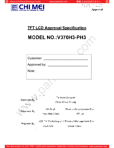 . Various Panel CMO V370H3-PH3 0 [DS]  . Various LCD Panels Panel_CMO_V370H3-PH3_0_[DS].pdf