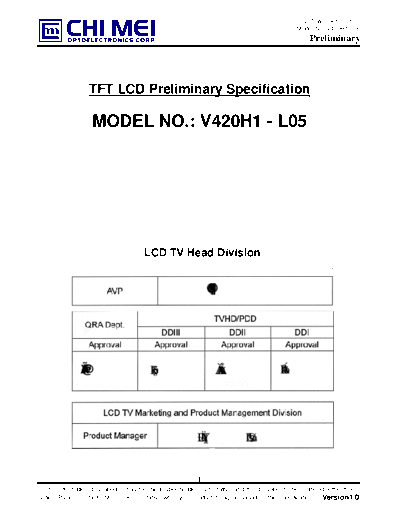 . Various Panel CMO V420H1-L05 0 [DS]  . Various LCD Panels Panel_CMO_V420H1-L05_0_[DS].pdf