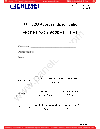 . Various Panel CMO V420H1-LE1 2 [DS]  . Various LCD Panels Panel_CMO_V420H1-LE1_2_[DS].pdf