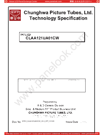 . Various Panel CPT CLAA121UA01CW 0 [DS]  . Various LCD Panels Panel_CPT_CLAA121UA01CW_0_[DS].pdf