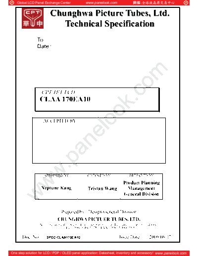 . Various Panel CPT CLAA170EA10 0 [DS]  . Various LCD Panels Panel_CPT_CLAA170EA10_0_[DS].pdf