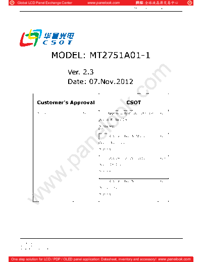 . Various Panel CSOT MT2751A01-1 0 [DS]  . Various LCD Panels Panel_CSOT_MT2751A01-1_0_[DS].pdf