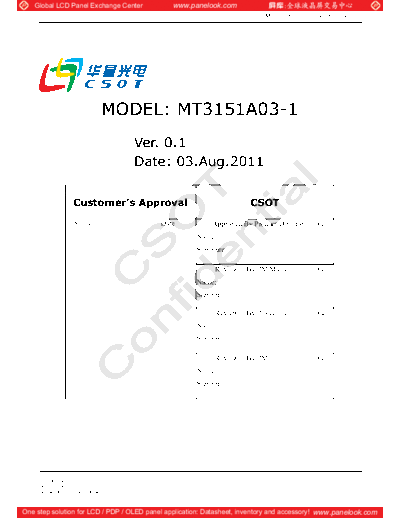 . Various Panel CSOT MT3151A03-1 0 [DS]  . Various LCD Panels Panel_CSOT_MT3151A03-1_0_[DS].pdf