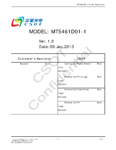 . Various Panel CSOT MT5461D01-1 2 [DS]  . Various LCD Panels Panel_CSOT_MT5461D01-1_2_[DS].pdf