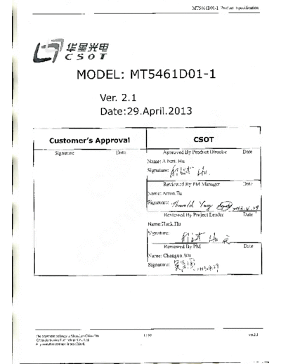 . Various Panel CSOT MT5461D01-1 3 [DS]  . Various LCD Panels Panel_CSOT_MT5461D01-1_3_[DS].pdf