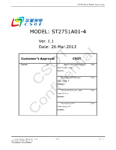 . Various Panel CSOT ST2751A01-4 0 [DS]  . Various LCD Panels Panel_CSOT_ST2751A01-4_0_[DS].pdf