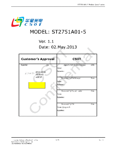 . Various Panel CSOT ST2751A01-5 0 [DS]  . Various LCD Panels Panel_CSOT_ST2751A01-5_0_[DS].pdf
