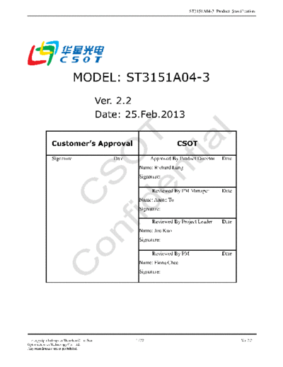 . Various Panel CSOT ST3151A04-3 0 [DS]  . Various LCD Panels Panel_CSOT_ST3151A04-3_0_[DS].pdf