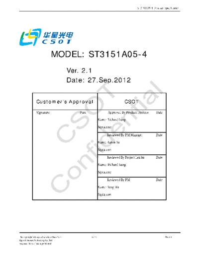 . Various Panel CSOT ST3151A05-4 1 [DS]  . Various LCD Panels Panel_CSOT_ST3151A05-4_1_[DS].pdf