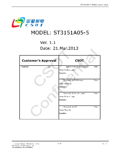 . Various Panel CSOT ST3151A05-5 0 [DS]  . Various LCD Panels Panel_CSOT_ST3151A05-5_0_[DS].pdf