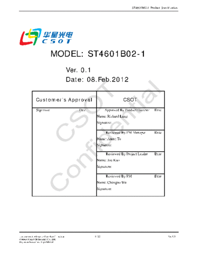 . Various Panel CSOT ST4601B02-1 0 [DS]  . Various LCD Panels Panel_CSOT_ST4601B02-1_0_[DS].pdf