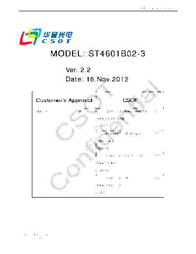 . Various Panel CSOT ST4601B02-3 0 [DS]  . Various LCD Panels Panel_CSOT_ST4601B02-3_0_[DS].pdf