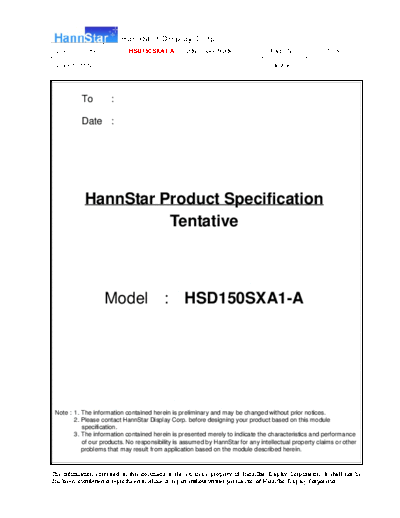 . Various Panel HannStar HSD150SXA1-A 0 [DS]  . Various LCD Panels Panel_HannStar_HSD150SXA1-A_0_[DS].pdf