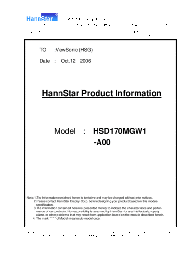 . Various Panel HannStar HSD170MGW1-A00 0 [DS]  . Various LCD Panels Panel_HannStar_HSD170MGW1-A00_0_[DS].pdf