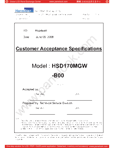 . Various Panel HannStar HSD170MGW1-B00 1 [DS]  . Various LCD Panels Panel_HannStar_HSD170MGW1-B00_1_[DS].pdf