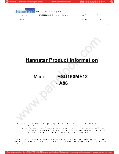 . Various Panel HannStar HSD190ME12-A06 0 [DS]  . Various LCD Panels Panel_HannStar_HSD190ME12-A06_0_[DS].pdf