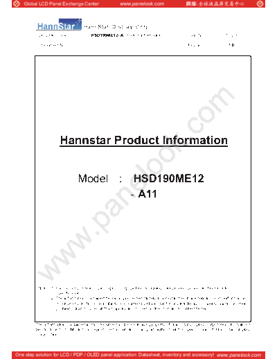 . Various Panel HannStar HSD190ME12-A11 0 [DS]  . Various LCD Panels Panel_HannStar_HSD190ME12-A11_0_[DS].pdf