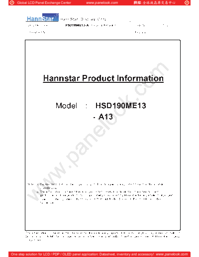 . Various Panel HannStar HSD190ME13-A13 0 [DS]  . Various LCD Panels Panel_HannStar_HSD190ME13-A13_0_[DS].pdf