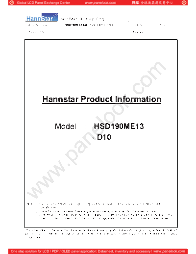 . Various Panel HannStar HSD190ME13-D10 0 [DS]  . Various LCD Panels Panel_HannStar_HSD190ME13-D10_0_[DS].pdf