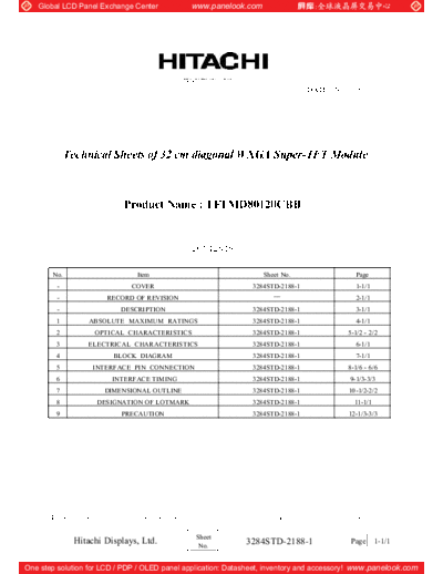 . Various Panel HITACHI TFTMD80120CBB 0 [DS]  . Various LCD Panels Panel_HITACHI_TFTMD80120CBB_0_[DS].pdf