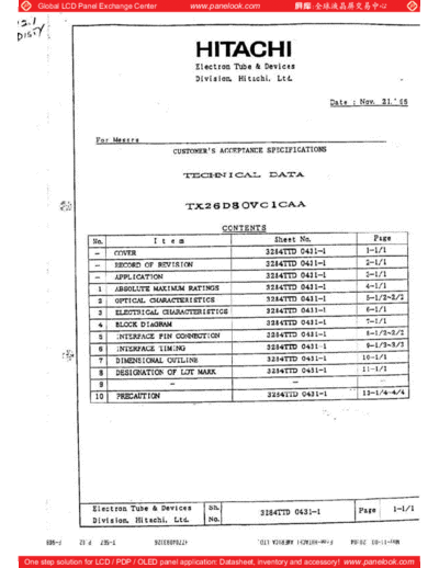 . Various Panel HITACHI TX26D80VC1CAA 0 [DS]  . Various LCD Panels Panel_HITACHI_TX26D80VC1CAA_0_[DS].pdf