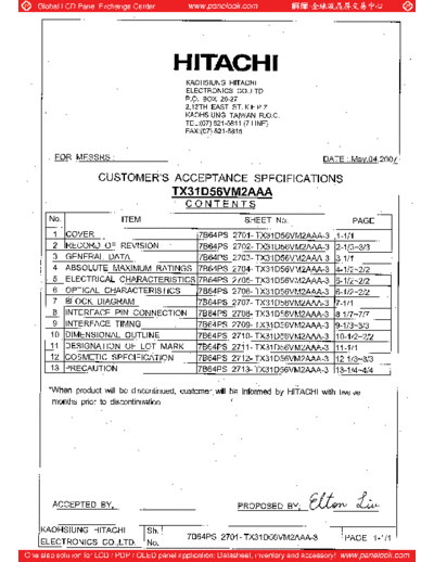 . Various Panel HITACHI TX31D56VM2AAA 0 [DS]  . Various LCD Panels Panel_HITACHI_TX31D56VM2AAA_0_[DS].pdf