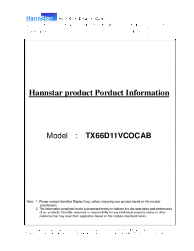 . Various Panel HITACHI TX66D11VC0CAB 0 [DS]  . Various LCD Panels Panel_HITACHI_TX66D11VC0CAB_0_[DS].pdf