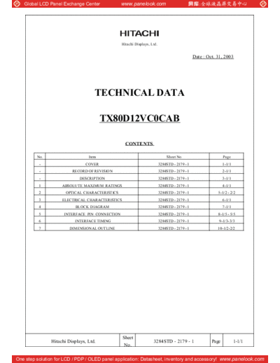 . Various Panel HITACHI TX80D12VC0CAB 0 [DS]  . Various LCD Panels Panel_HITACHI_TX80D12VC0CAB_0_[DS].pdf