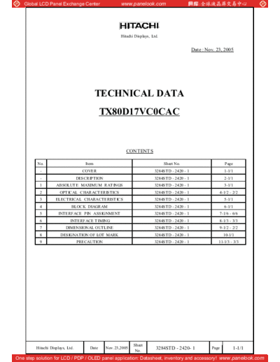 . Various Panel HITACHI TX80D17VC0CAC 0 [DS]  . Various LCD Panels Panel_HITACHI_TX80D17VC0CAC_0_[DS].pdf