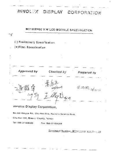 . Various Panel INNOLUX MT190EN02 V-W 0 [DS]  . Various LCD Panels Panel_INNOLUX_MT190EN02_V-W_0_[DS].pdf