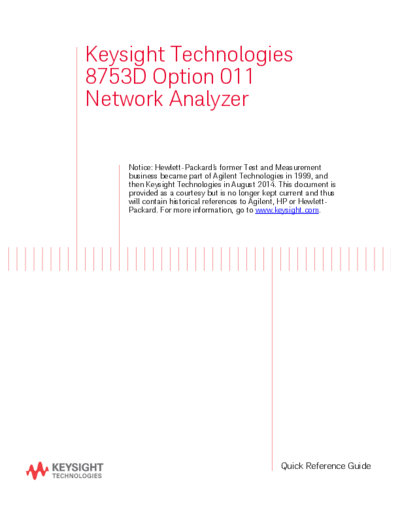 Agilent 08753-90305 8753D Option 011 Network Analyzer Quick Reference Guide  Agilent 8753D 08753-90305_8753D_Option_011_Network_Analyzer_Quick_Reference_Guide.pdf