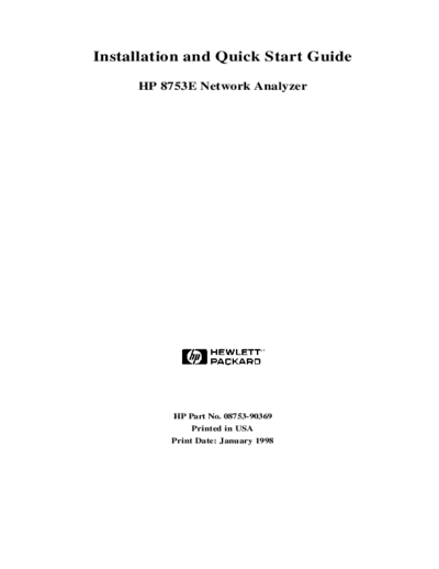 Agilent 8753E Install QuickStart  Agilent 8753E 8753E_Install_QuickStart.pdf