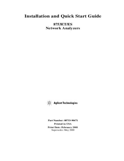 Agilent 8753ES Installation Quick Start Guide  Agilent 8753ES_8753ET 8753ES_Installation_Quick_Start_Guide.pdf