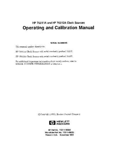 Agilent HP 70311A, 2A  Operation and Calibration  Agilent HP 708..B,71600B Series HP 70311A, 2A  Operation and Calibration.pdf