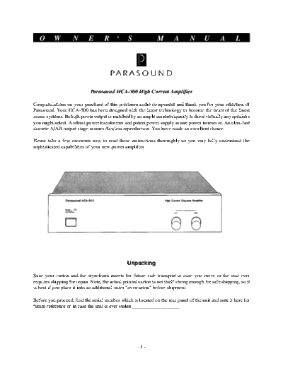 PARASOUND hfe   hca-500  PARASOUND Audio HCA-500 hfe_parasound_hca-500.pdf