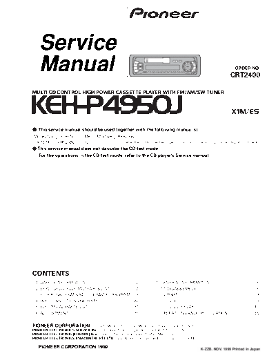 Pioneer KEH P4950J Service manual  Pioneer Car Audio KEH_P4950J_Service_manual.pdf