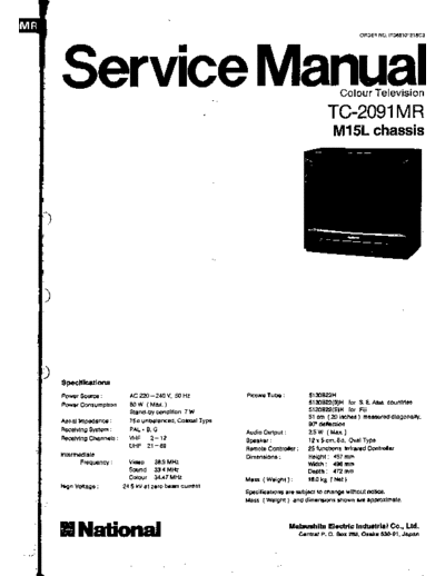 panasonic m15l chassis tc2091 tv sm  panasonic TV panasonic_m15l_chassis_tc2091_tv_sm.pdf