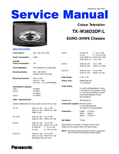 panasonic tx-w36d euro3 chassis  panasonic TV tx-w36d euro3 chassis.pdf