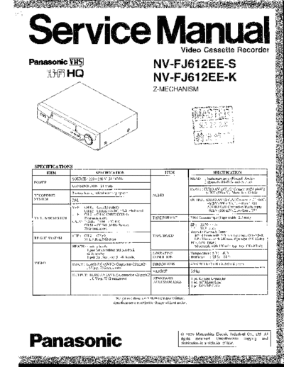 panasonic Panasonic NV-FJ612EE VCR  panasonic Video Panasonic_NV-FJ612EE_VCR.pdf