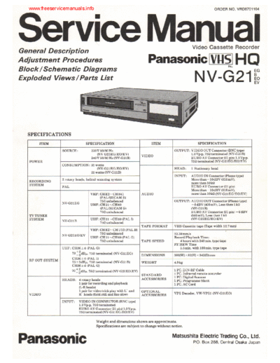 panasonic Panasonic NV-G21 VCR  panasonic Video Panasonic_NV-G21_VCR.pdf